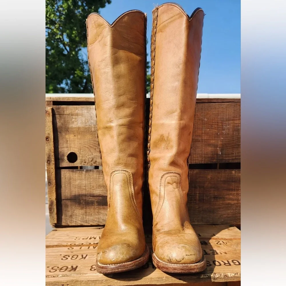 Frye Tan Leather Knee-High Boots - Picture 7 of 11